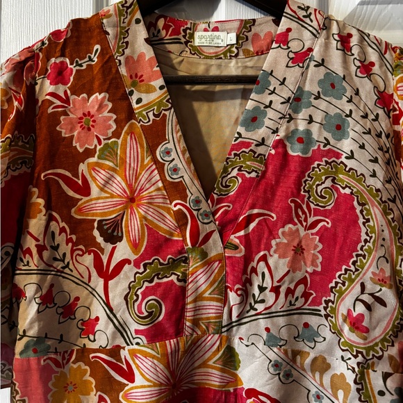 Spartina 449 Vibrant Paisley Maxi Dress - Pink and Gold - Picture 9 of 12